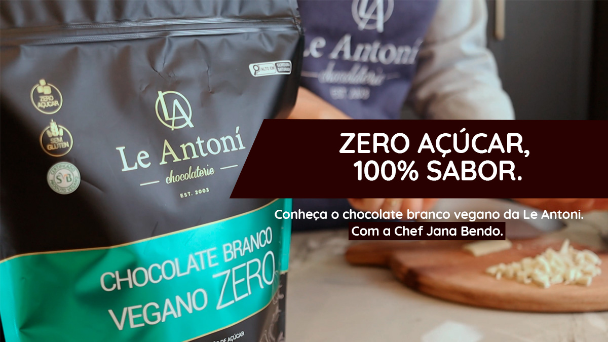 Aprenda a temperar chocolate branco vegano com a técnica da adição. Passo a passo e dicas com a Chef Jana Bendo, utilizando o chocolate zero açúcar da Le Antoní.